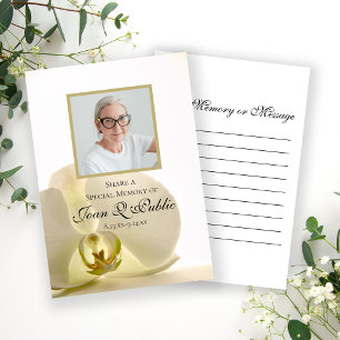 Orchid Flower on White Share a Memory Funeral  Card