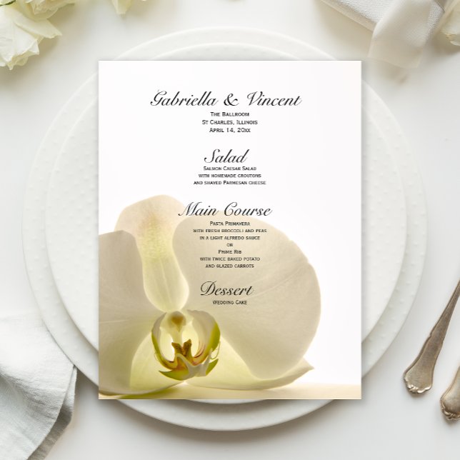 Orchid Flower on White Wedding Menu (Creator Uploaded)