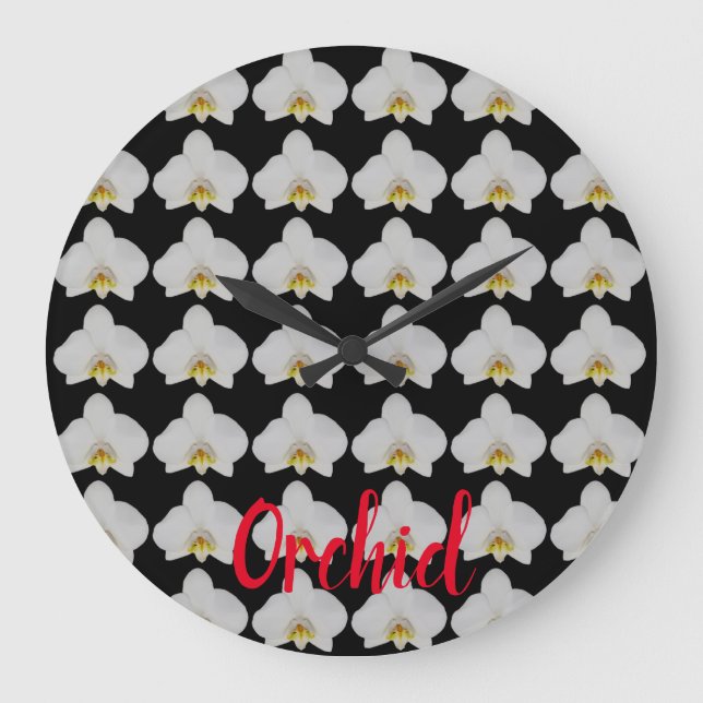 Orchid flower Pattern for gardeners and blossom Large Clock (Front)