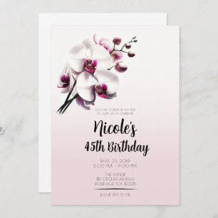 Orchid Flower Pink & White Birthday Party Invitation