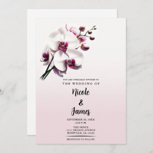 Orchid Flower Pink & White Wedding Invitation