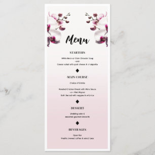 Orchid Flower Pink & White Wedding Menu
