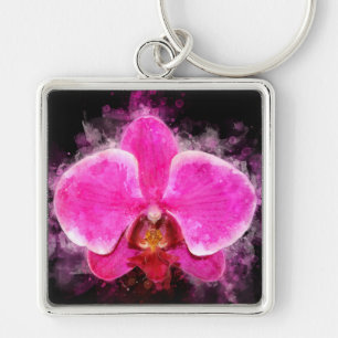 Orchid flower watercolor - pink bb 02 key ring