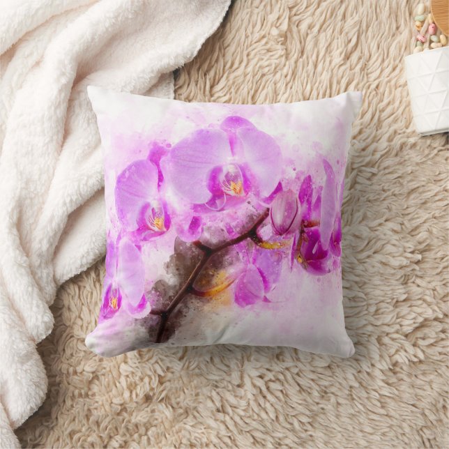 Orchid flower watercolor - pink wb 03 cushion (Blanket)