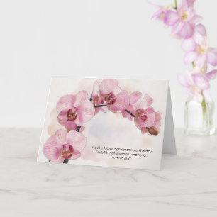 Orchid Flowers Art and Bible Verse Faith Card