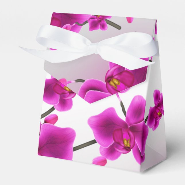 Orchid Flowers Elegant Floral Wedding Favour Favour Box (Front Side)