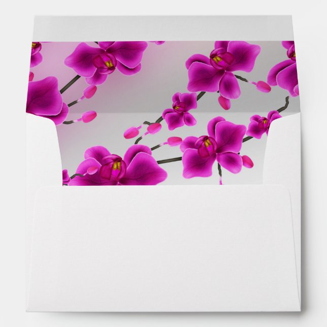 Orchid Flowers Elegant Floral Wedding Invitation Envelope (Back (Bottom))
