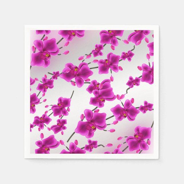 Orchid Flowers Elegant Floral Wedding Napkin (Front)
