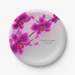 Orchid Flowers Elegant Floral Wedding Paper Plate