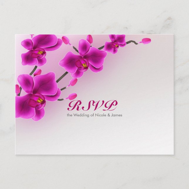 Orchid Flowers Elegant Floral Wedding RSVP Invitation Postcard (Front)