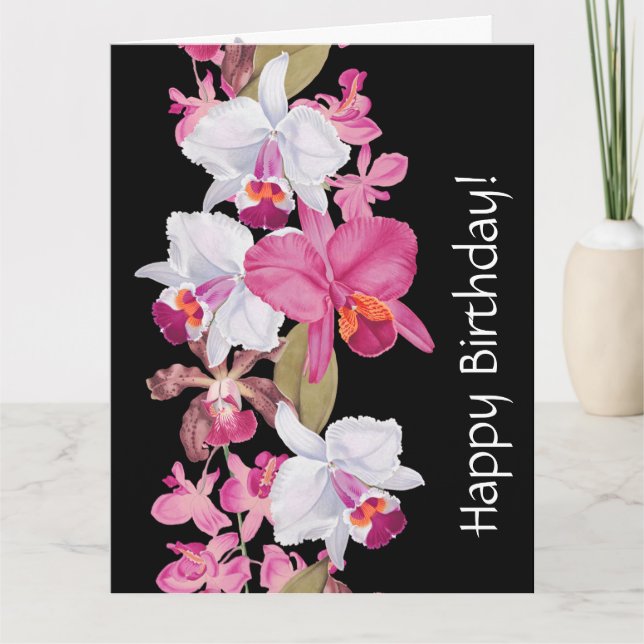 Orchid Flowers Floral Birthday Big Greeting Card (Front)