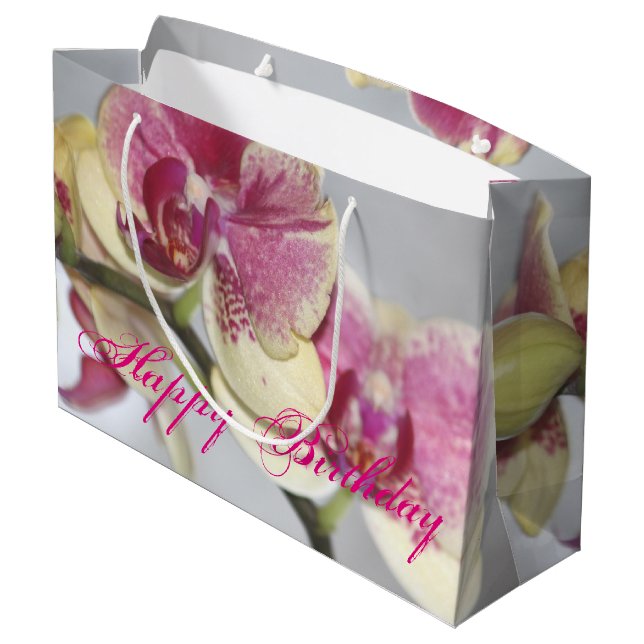 Orchid Flowers Large Gift Bag (Back Angled)