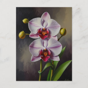 Orchid flowers Oil Painting Postcard