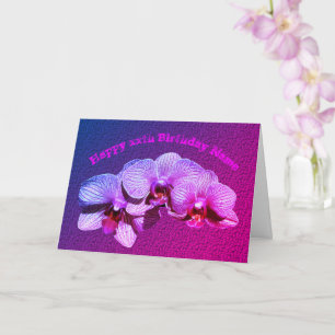 Orchid Flowers Personalised Birthday Card