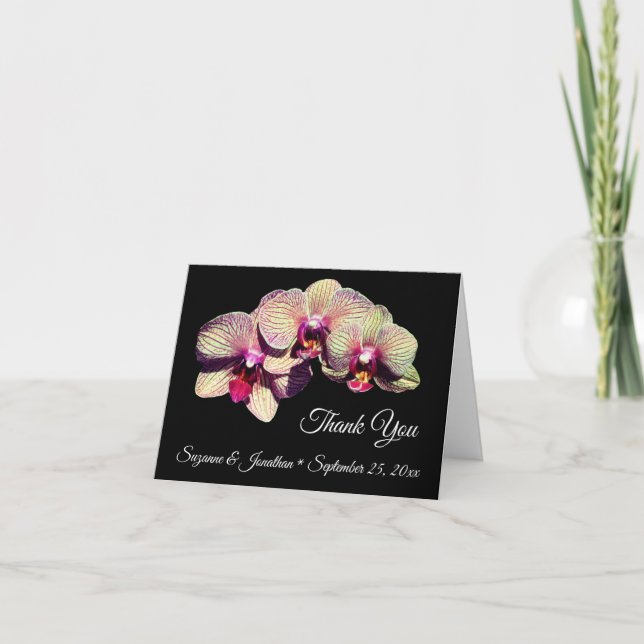 Orchid Flowers Personalised Wedding  Thank You Card (Front)