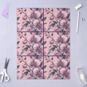 Orchid Flowers Pink Purple Whimsical Decoupage Tissue Paper