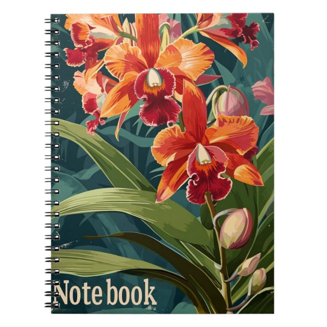 Orchid flowers Vintage Notebook (Front)