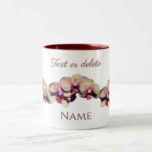 Orchid Flowers Your Name Monogram Personalised Two-Tone Coffee Mug