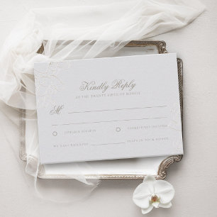Orchid Formal Classic Heirloom Faux Ivory Wedding RSVP Card