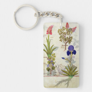 Orchid & Fumitory or Bleeding Heart Hedera & Iris Key Ring