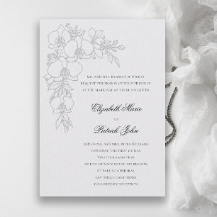 Orchid Garland Formal Traditional Ivory Wedding Invitation