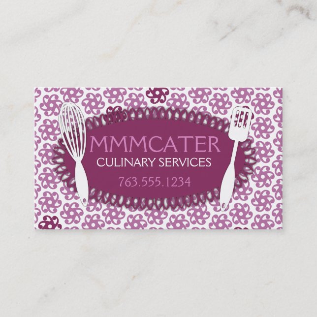 Orchid geometric flowers whisk cooking baking business card (Front)