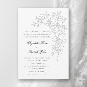 Orchid Gleam Formal Traditional Pure White Wedding Invitation