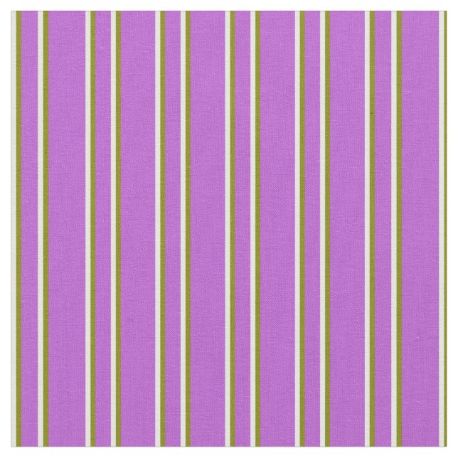 Orchid, Green, and Mint Cream Stripes Pattern Fabric (Close Up)