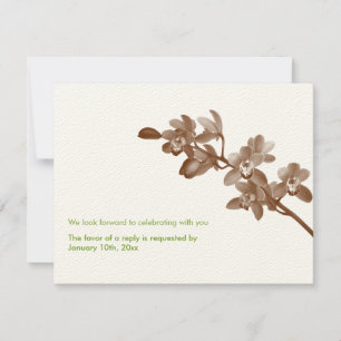 Orchid green ecru modern wedding rsvp response invitation
