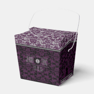 Orchid Grey Chinese Brocade Wedding Takeout Favour Box