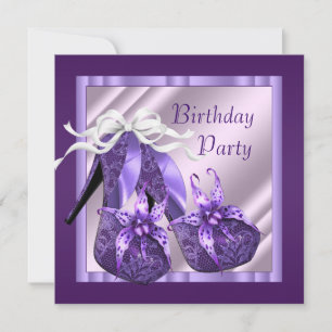 Orchid High Heel Shoes Womans Purple Birthday Invitation