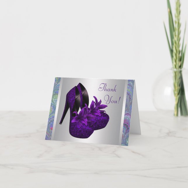 Orchid High Heels Purple Thank You Cards (Front)