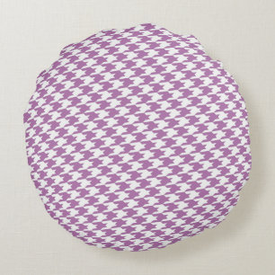 Orchid Houndstooth Pattern Round Pillow