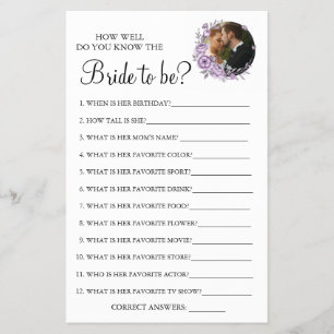Orchid How well do you know bride game card