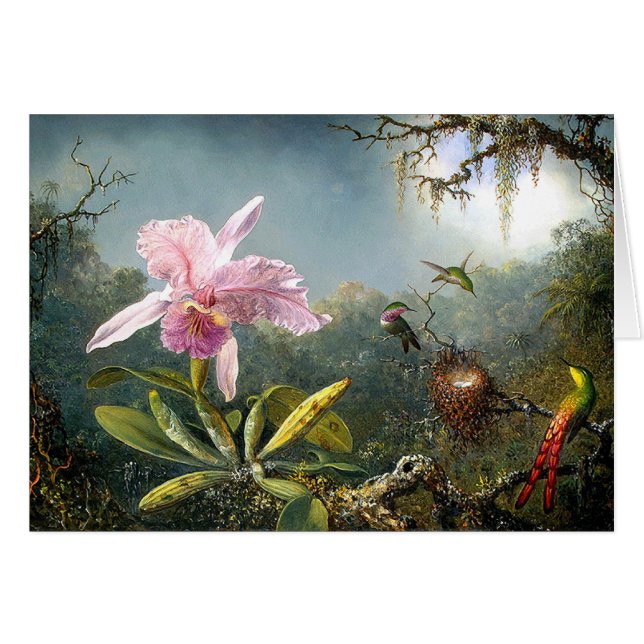 Orchid & Hummingbirds Card (Front Horizontal)