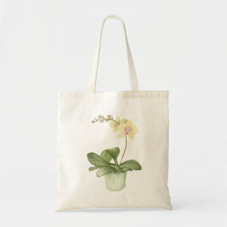 Orchid in a Green Pot Watercolour Tote Bag