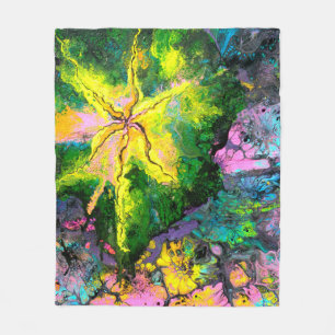 "Orchid In Blooms", abstract, psychedelic Fleece Blanket