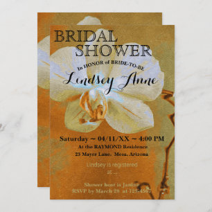 Orchid in Shades of Orange Personalised  Invitation