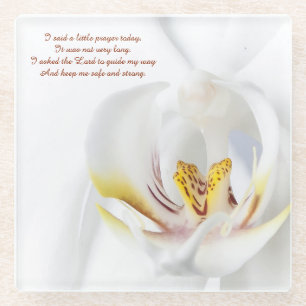 Orchid in White "A Little Prayer" Coaster