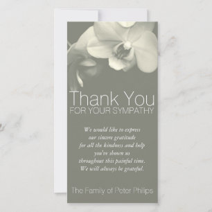 Orchid Kaki Sympathy Thank you Photo Card