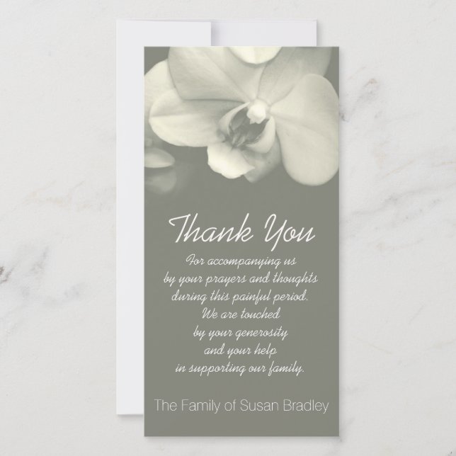 Orchid Kaki Sympathy Thank you Photo Card 1 (Front)