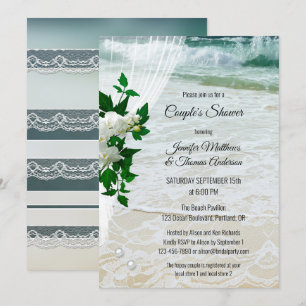 Orchid Lace Beach Bridal Couple Shower Invitation