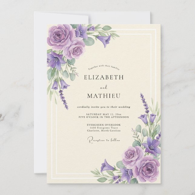 Orchid Leafy Wedding Invitation (Front)