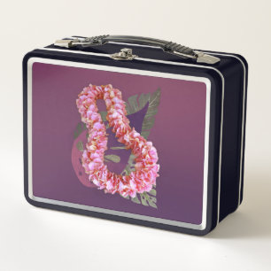Orchid Lei and Monstera Leaf Metal Lunch Box
