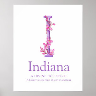 Orchid Letter I Indiana custom name meaning Poster