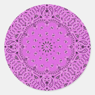 Orchid Lilac Paisley Western Bandanna Scarf Print Classic Round Sticker
