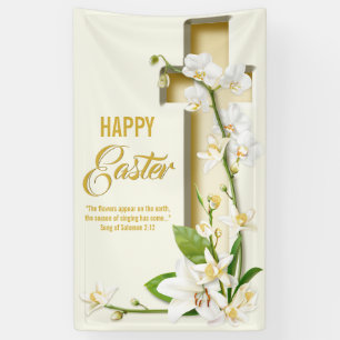 Orchid Lily Cross Easter Banner