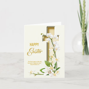 Orchid Lily Cross Easter Holiday Card
