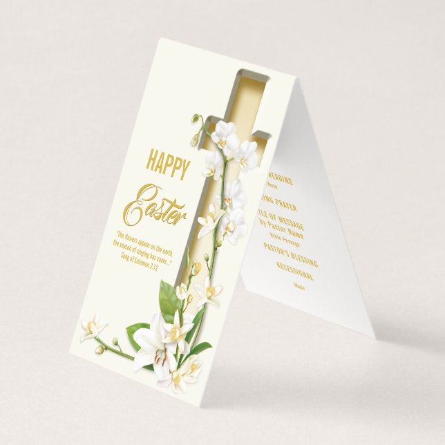 Orchid Lily Cross Spring Easter Order of Service (Front)