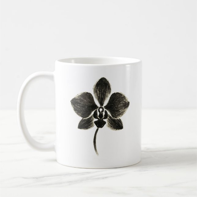Orchid Line Drawing – Botanical Mug (Left)